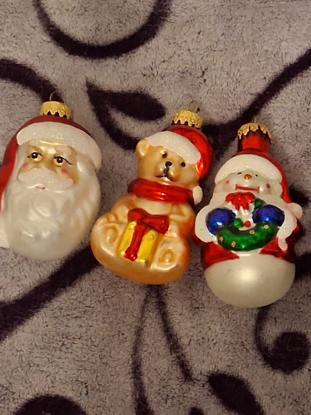 Vintage Blown Glass Santa Claus Snowman Nutcracker Hanging Christmas Ornaments